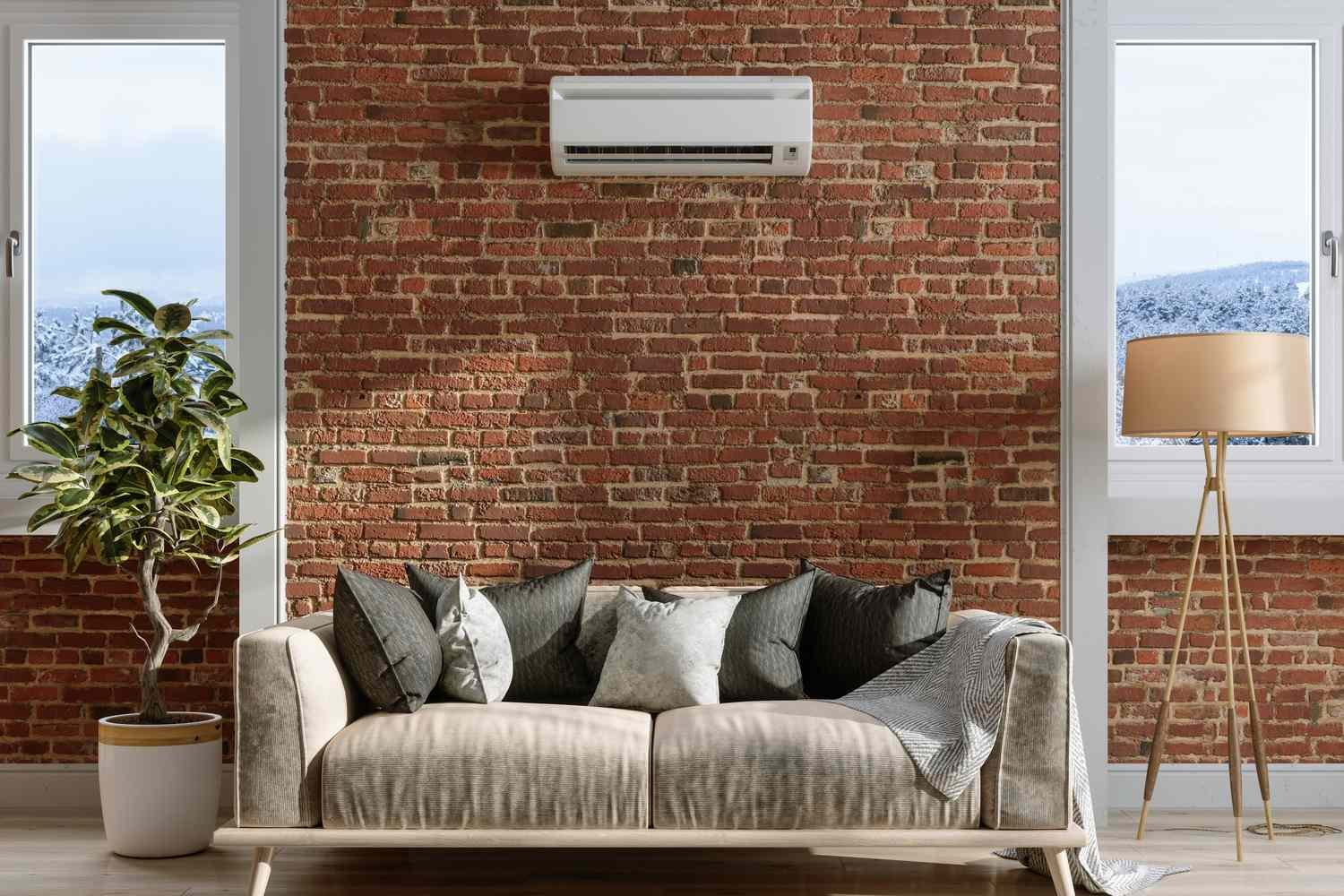 HVAC thermostat set to fan auto mode on wall